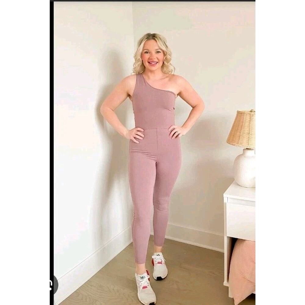 Old Navy Jumpsuit Womens Large Pink Tank Powerchill Go Dry Cotton One Shoulder